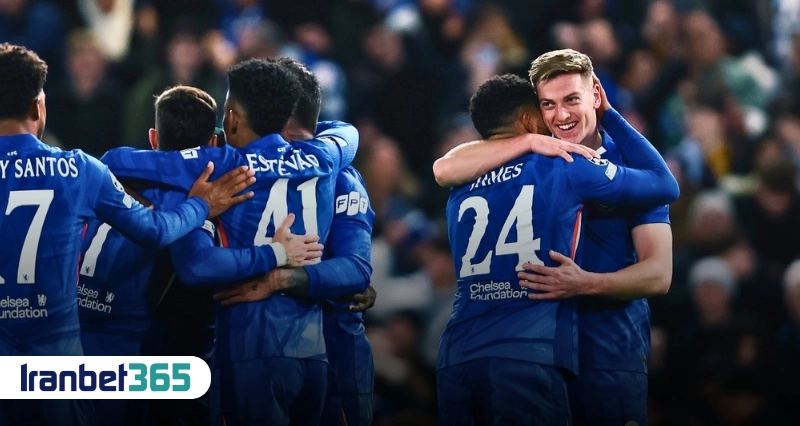 شادی بازیکنان چلسی پس از گل در لیگ برتر انگلیس