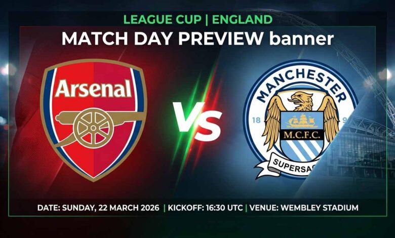 پوستر بازی آرسنال مقابل منچسترسیتی در لیگ کاپ