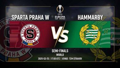 پوستر بازی اسپارتا پراها زنان مقابل هاماربی در لیگ اروپا زنان یوفا