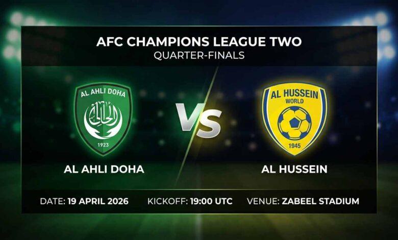 Ù¾ÙˆØ³ØªØ± Ø¨Ø§Ø²ÛŒ الاهلی دوحه Ù…Ù‚Ø§Ø¨Ù„ الحسین Ø¯Ø± لیگ قهرمانان آسیا ۲