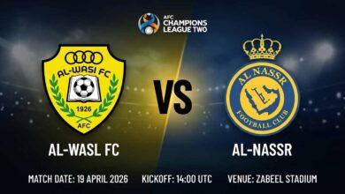 Ù¾ÙˆØ³ØªØ± Ø¨Ø§Ø²ÛŒ الوصل Ù…Ù‚Ø§Ø¨Ù„ النصر Ø¯Ø± لیگ قهرمانان آسیا ۲