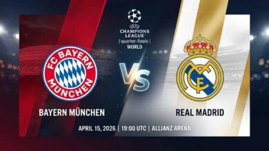 پوستر بازی بایرن مونیخ مقابل رئال مادرید در لیگ قهرمانان اروپا