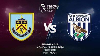 پوستر بازی بورنلی U21 مقابل وست برومویچ آلبیون U21 در پریمیر لیگ کاپ