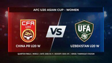 پوستر بازی چین زیر ۲۰ سال زنان مقابل ازبکستان زیر ۲۰ سال زنان در جام ملتهای آسیا زیر ۲۰ سال زنان