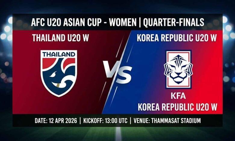 پوستر بازی تایلند زیر ۲۰ سال زنان مقابل کره جنوبی زیر ۲۰ سال زنان در جام ملتهای آسیا زیر ۲۰ سال زنان