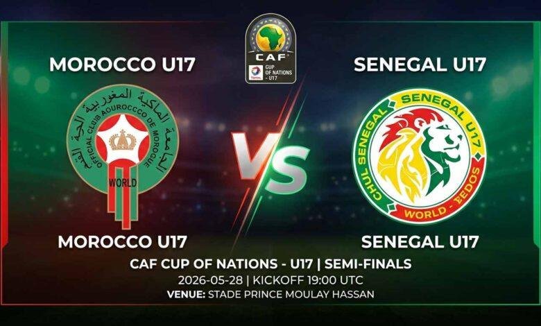 پوستر بازی مراکش U17 مقابل سنگال U17 در جام ملتهای آفریقا زیر ۱۷ سال