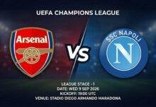پوستر بازی ناپولی مقابل آرسنال در لیگ قهرمانان اروپا