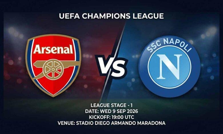 پوستر بازی ناپولی مقابل آرسنال در لیگ قهرمانان اروپا